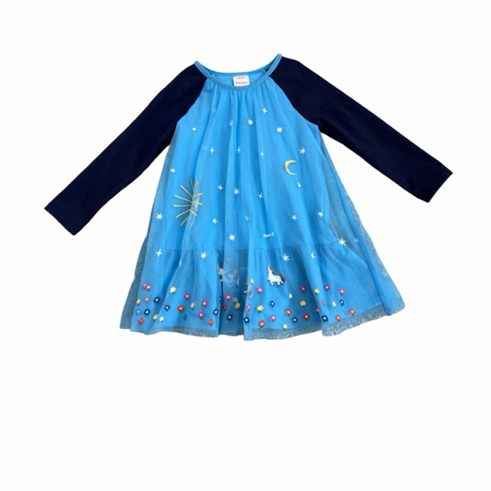 Hanna Andersson unicorn sky flowers colorful tulle tutu long sleeve play dress